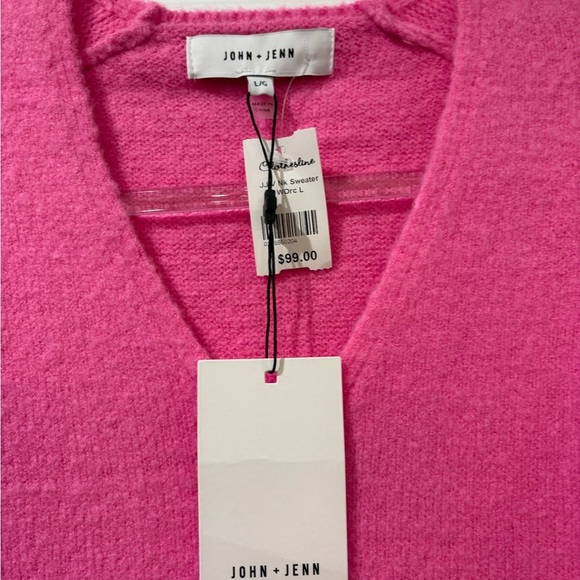 John + Jenn Pink Sweater Dalton Vneck Sweater in Wild NWT - Picture 4 of 10